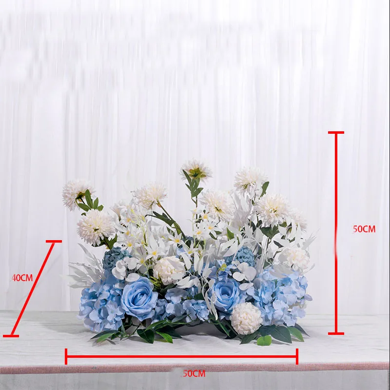 Sky blue 50cm 50/100 см Европейский искусственный ряд цветов вечерние свадебная АРКА фон Настенный декор расположение de fleurs de mariage Роза пионы помпон - Цвет: Sky blue 50cm