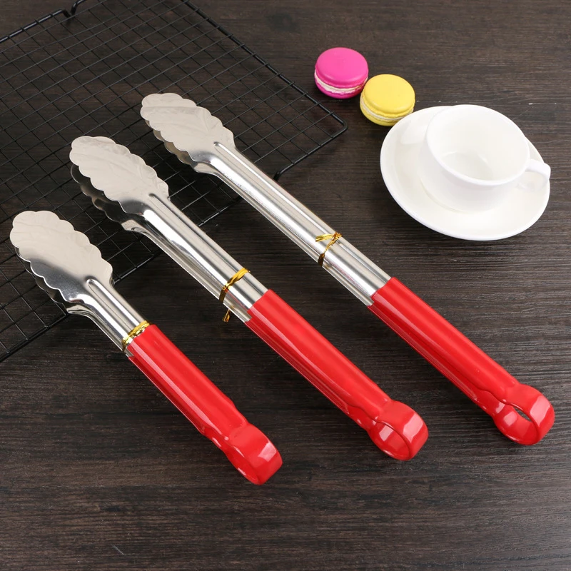 

5PCS Stainless Steel Kitchen Gadgets Barbecue Gripper Bread Food Tong