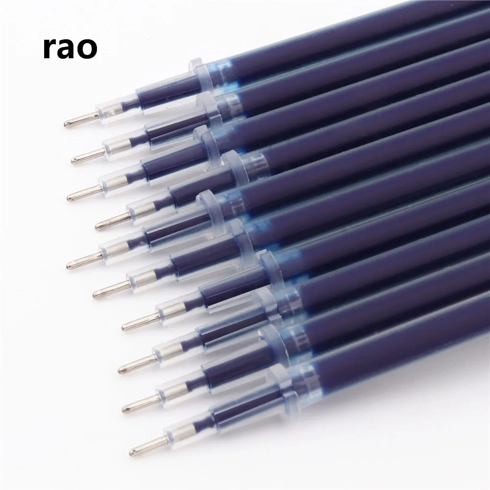 D- 10pcs blue Высокое качество 0,5 мм наконечник черный синий красный цвет чернила заправка чернила для гелевой ручки картридж школьные студенческие офисные канцелярские принадлежности - Цвет: D- 10pcs blue