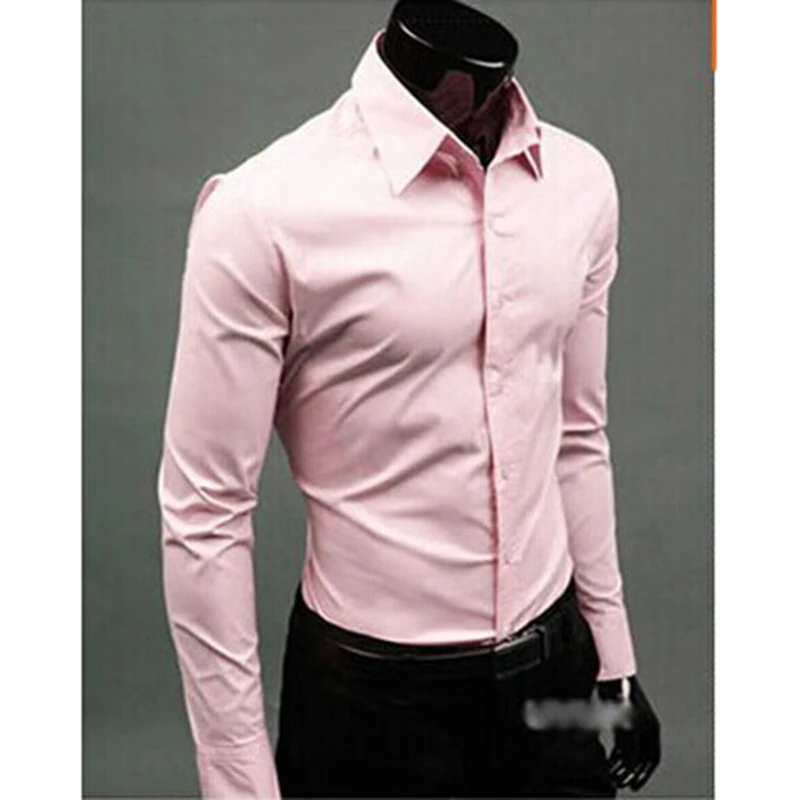 Популярные Внешнеторговые Мужчины С Длинным Рукавом Slim Fit Рубашки Однобортный