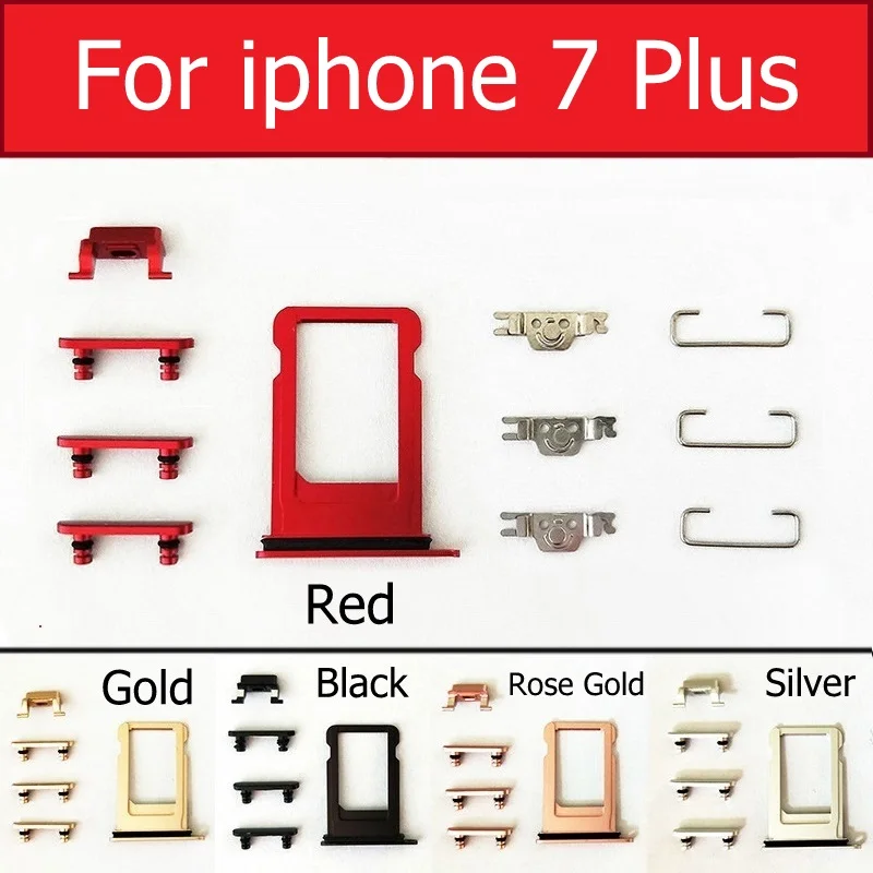 For iphone 7 Plus 11 шт./компл. кнопка отключения звука и громкости и лоток для sim-карты с водонепроницаемым кольцом для iPhone 7 8 Plus X XS MAX XR маленькие металлические железные детали - Цвет: For iphone 7 Plus