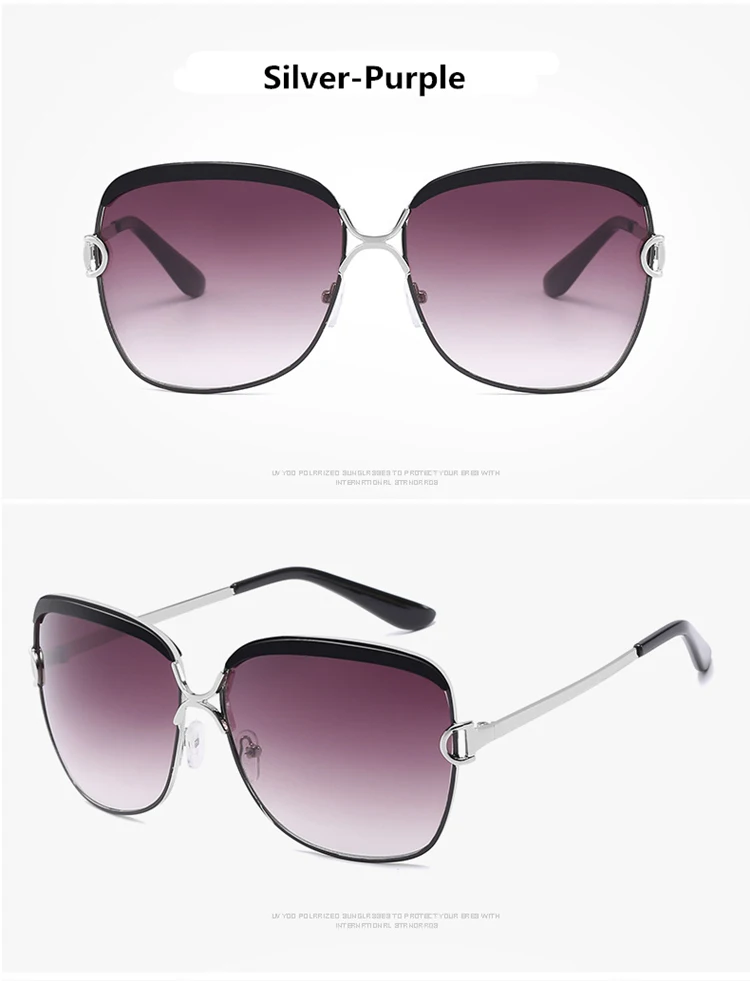 Silver-Purple Brand Designer Sunglasses Women D Frame Popular Fashion Shades Sun Glasses Infantil Oculos De Sol Feminino UV400 - Цвет линз: Silver-Purple