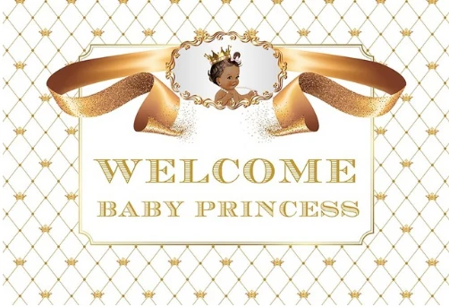 

7x5ft Gold Diamonds Welcome Baby Shower Party Custom Washable Wrinkle Free Photo Studio Background Backdrop Polyester Fabric