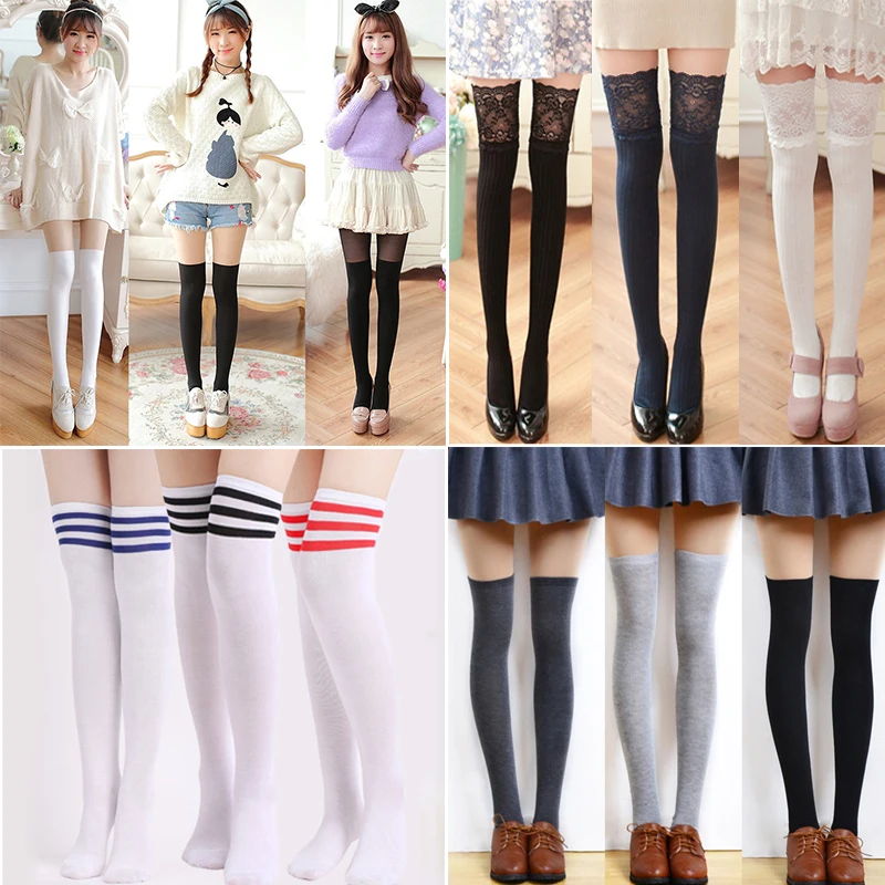 Women Over Knee Thigh High Over The Knee Stockings For Ladies Girls Warm Knee Socks Women Sexy Medias Striped Long Socks