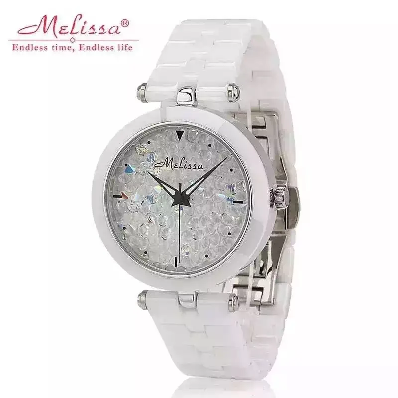 Часы женские керамические с браслетом и кристаллами F8160|montre brand|montre fashionmontre femme |