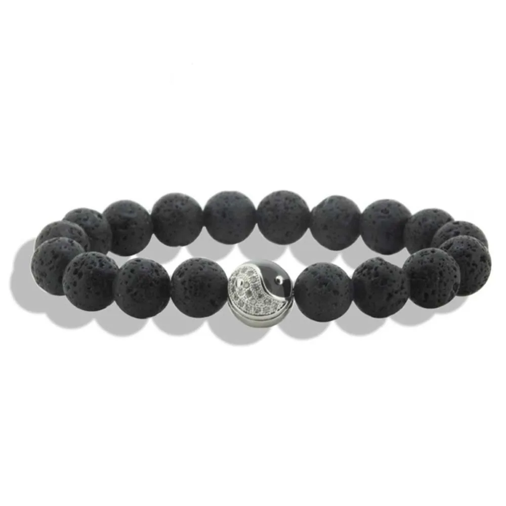 2017 Мужской браслет Bracciale вулканическая лава рок из бисера Pulsera Серебряный Будда