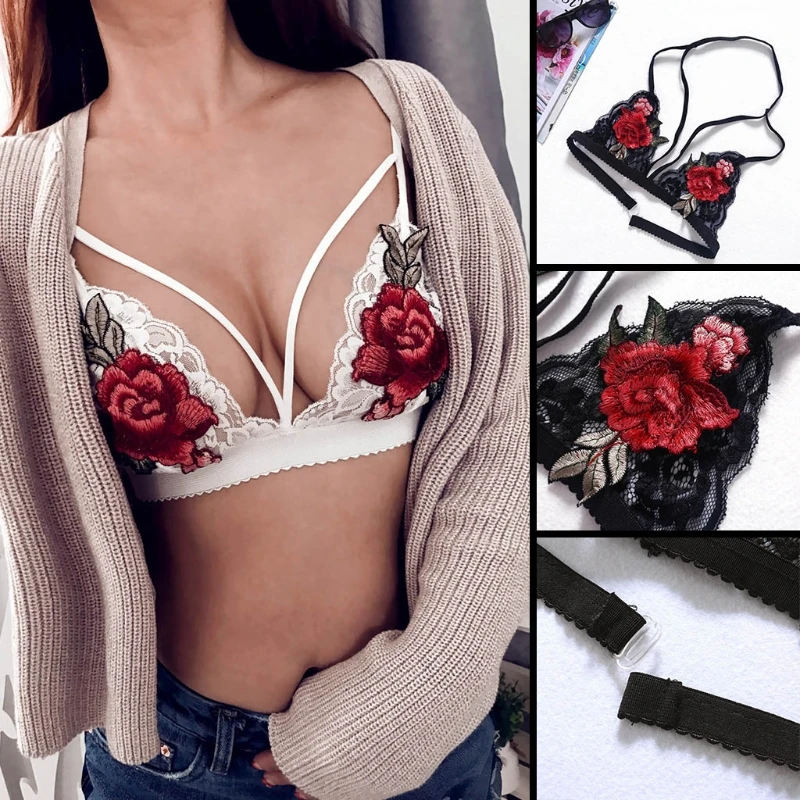 Европейский женский модный цветочный кружевной бюстгальтер с вышивкой и