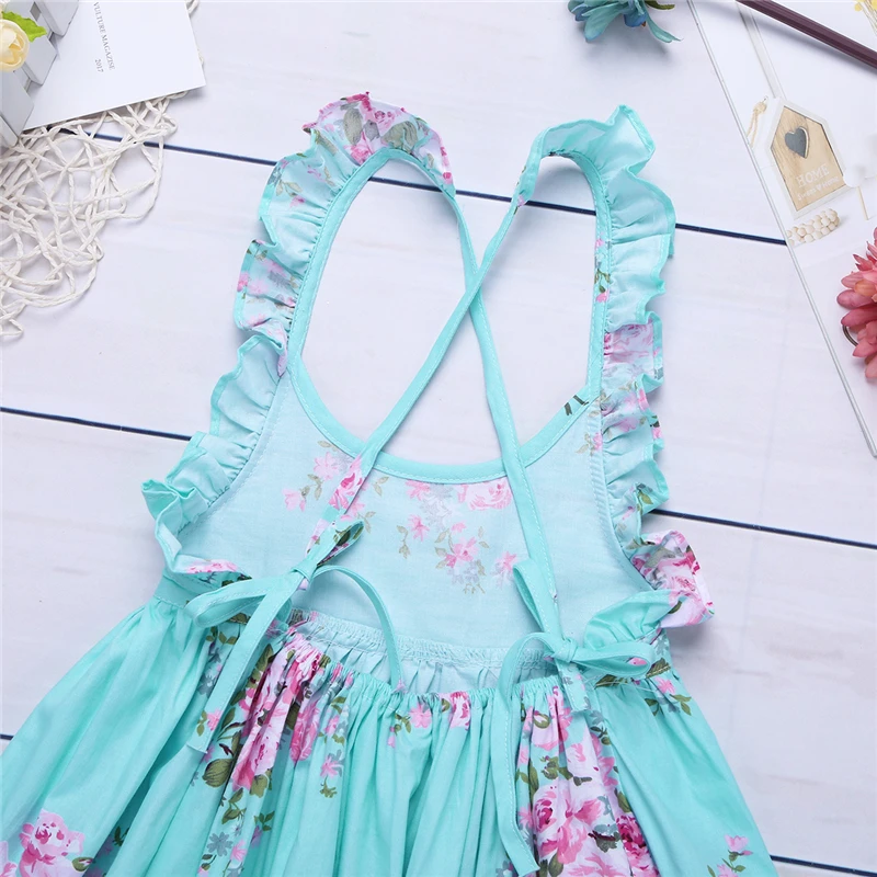 Платье для маленьких девочек 2018 летнее винтажное платье с цветочным принтом и