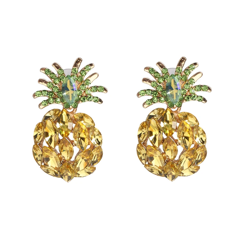 

2021 ZA Drop Dangle Earrings Boho Rhinestone Statement Earring for Women Fashion Cherry Pineapple Crystal Jewelry Bijoux