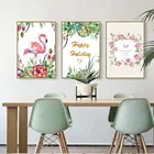 Домашний декор Печать на холсте картины в скандинавском стиле для офиса настенный плакат картина для гостиной тропические растения и фламинго