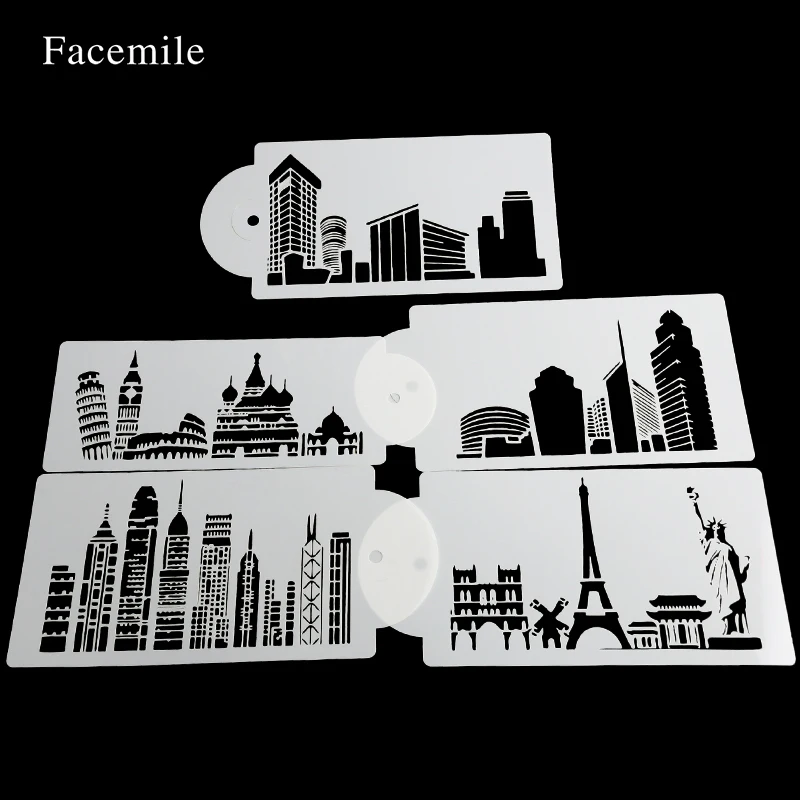 5 шт. трафареты для украшения выпечки|decorating tools|fondant cakestencil set |