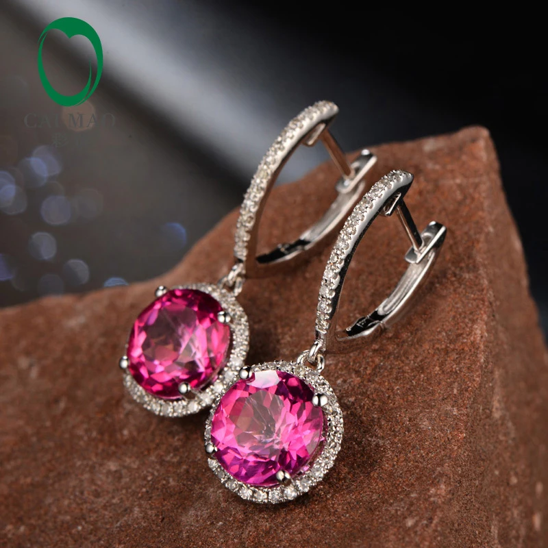Caimao ювелирные изделия 4.95ct безупречные круглые серьги с топазами 14kt золотые Висячие серьги для Вечерние
