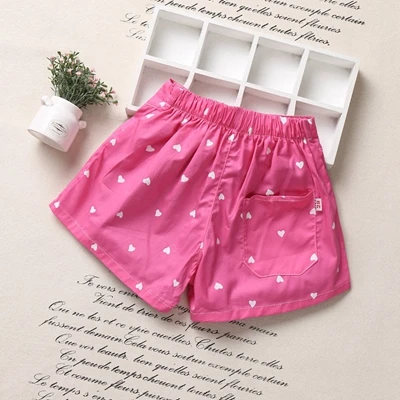 Heart Rose Red Шорты для девочек летние детские шорты с героями мультфильмов, лидер продаж, штаны с тремя точками, пляжные шорты ярких цветов - Цвет: Heart Rose Red