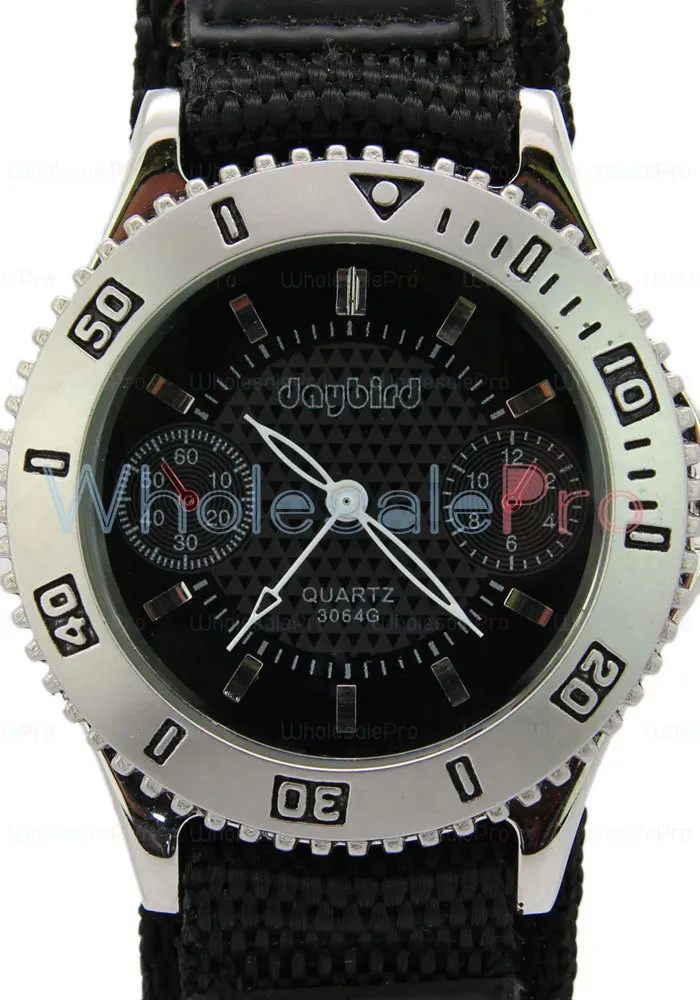 WholesalePro Daybird Men's Fabric Watchband Black Dial Subdial Quartz Sprots Watch-Black | Наручные часы