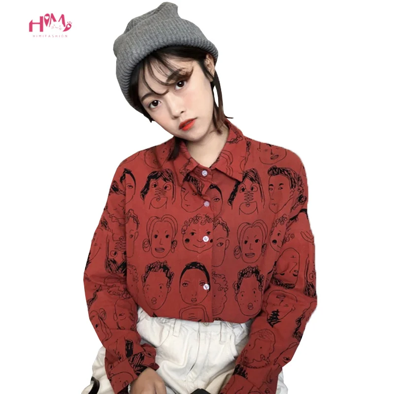 2018 корейские уличные модные женские рубашки в японском стиле Харадзюку с