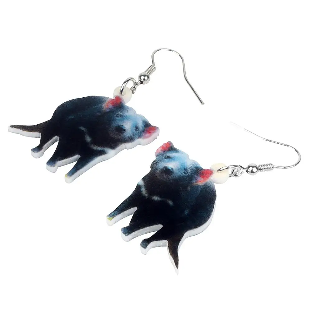 WEVENI Acrylic Black Australian Tasmanian Devil Earrings Dangle Drop Fashion Animal Jewelry For Women Girls Lovers Charm Gift | Украшения и