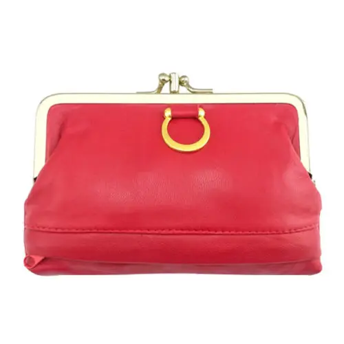 W045red BELLO TUTTI, женский маленький кошелек из натуральной овечьей кожи, оригинальные кошельки с металлической застежкой, мини кошелек для монет, сумка для мелочи - Цвет: W045red