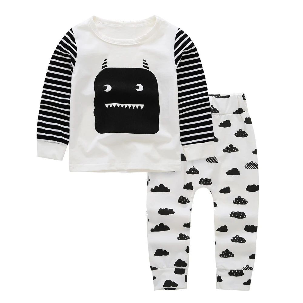 2020 Autumn baby clothing set Long sleeve T shirt +pants 2pcs suit Monster pattern Newborn Infant boy girl clothes Outfits | Детская