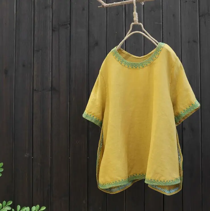 Винтажная девушка-Мори рами вышитая Футболка 2019 Лето Большой размер свободного