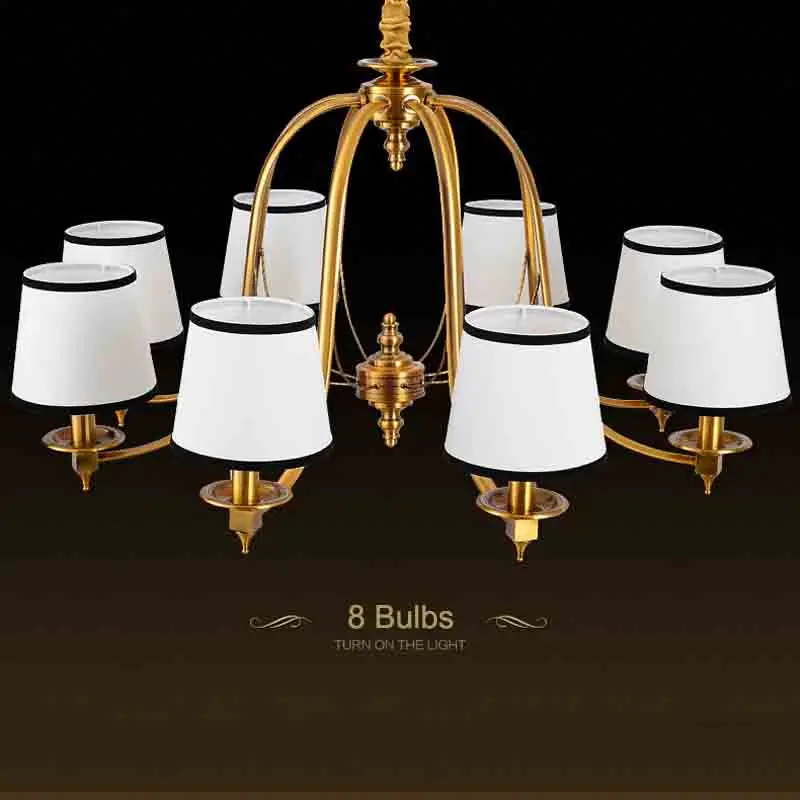 Роскошные 3/6/8 лампы винтажная ретро люстра светильник тканевый абажур подвесной