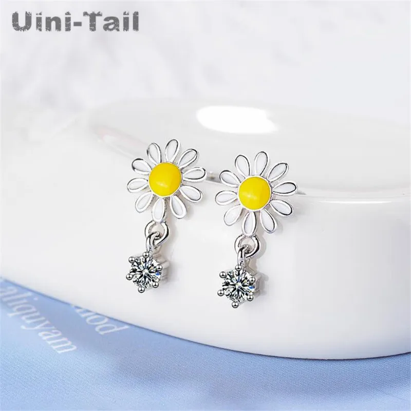 

Uini-Tail горячие новые 925 тибетские серебряные серьги с хризантемой корейская мода милые серьги с микроинкрустацией из литературных цветов ED247