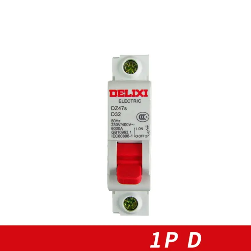Миниатюрный автоматический воздушный выключатель DZ47s 63 DELIXI MCB 1pole &quotD&quot Curvers 10A 63A