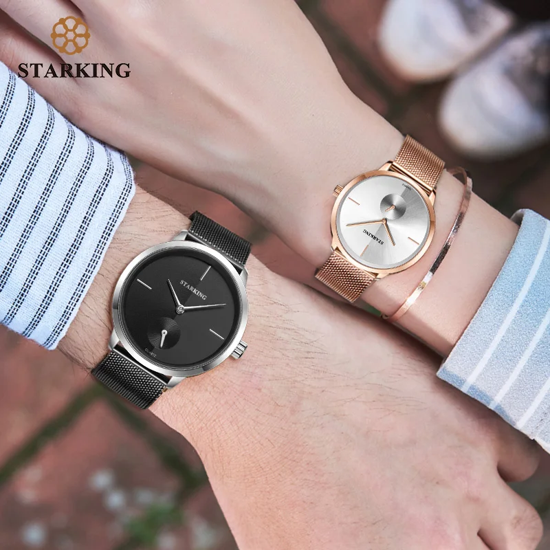 Кварцевые часы STARKING для влюбленных мужчин и женщин мужские сетчатые из