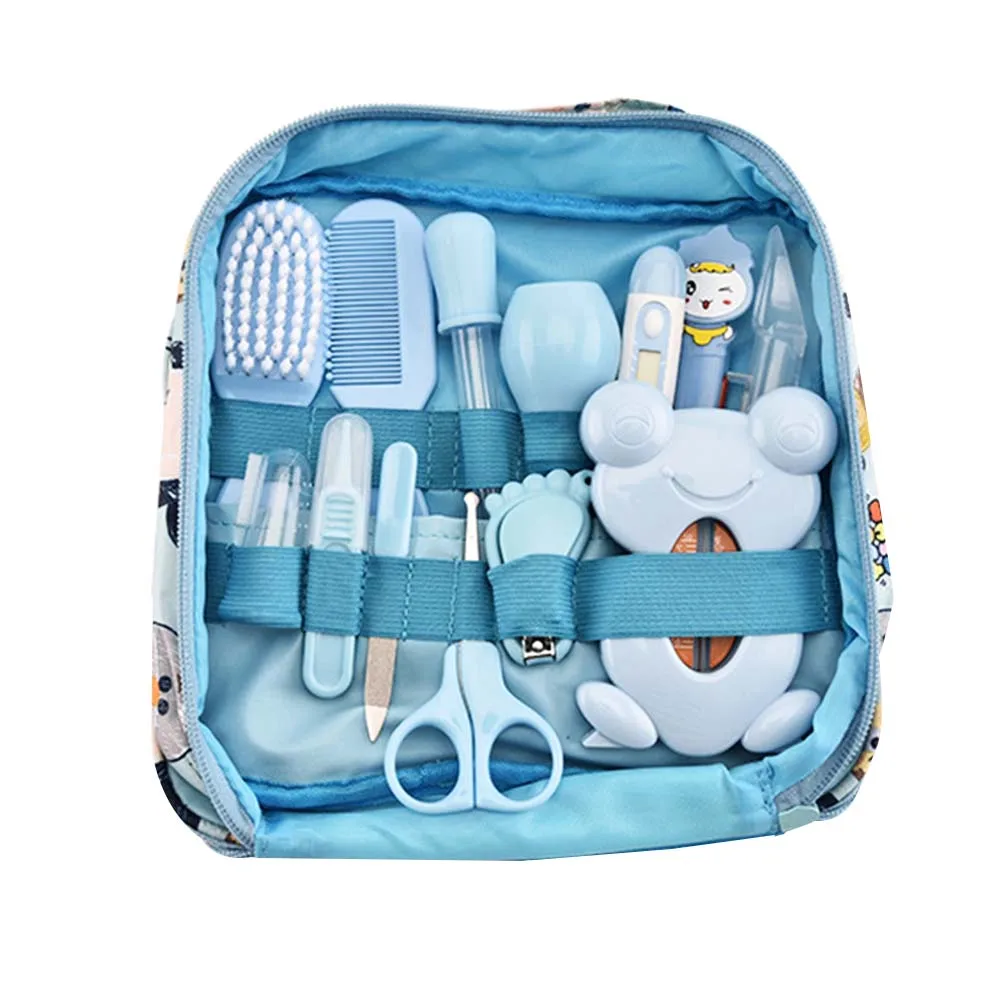 13Pcs-Blue Портативные Детские кусачки для ногтей, гребень, набор кистей для новорожденных, наборы для ухода за здоровьем, оборудование, маникюрный термометр для волос, инструменты - Цвет: 13Pcs-Blue