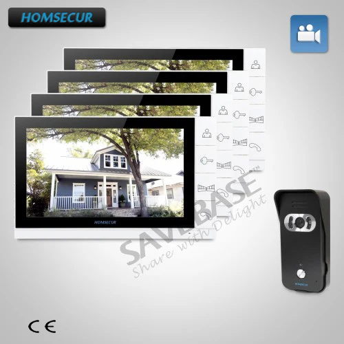 HOMSECUR 9 &quotпроводной видео и аудио Домашний домофон + белый монитор для квартиры