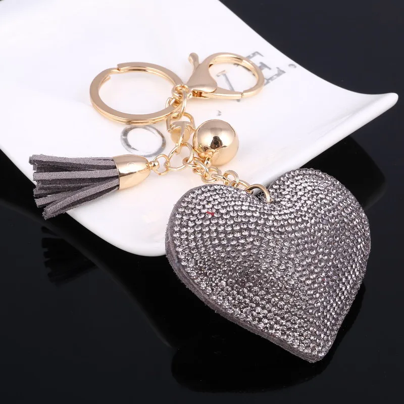 Мода Сердце ручной работы милый Bling Кристалл брелок для женщин Автомобиль Подвеска девушка массивные Стразы ювелирные изделия сумка брелок кольцо