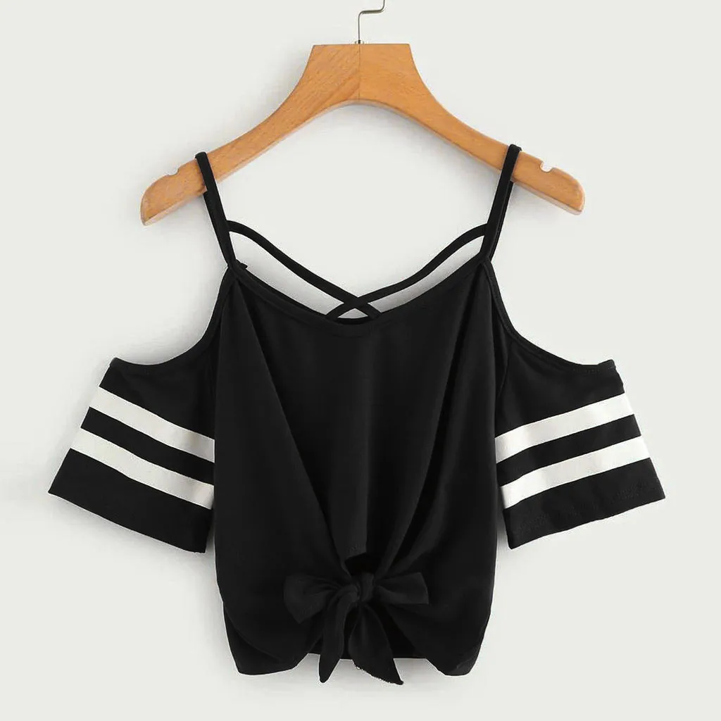Women Summer Casual Cold Shoulder Short Sleeve V Neck Tops Blouse Polyester blusas mujer de moda 2019 C3077 | Женская одежда