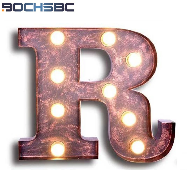 

BOCHSBC железные буквы R лампы винтажный Бар Кафе рекламный щит Настенные светильники R фон декоративный Алфавит настенное бра Люса настенная л...