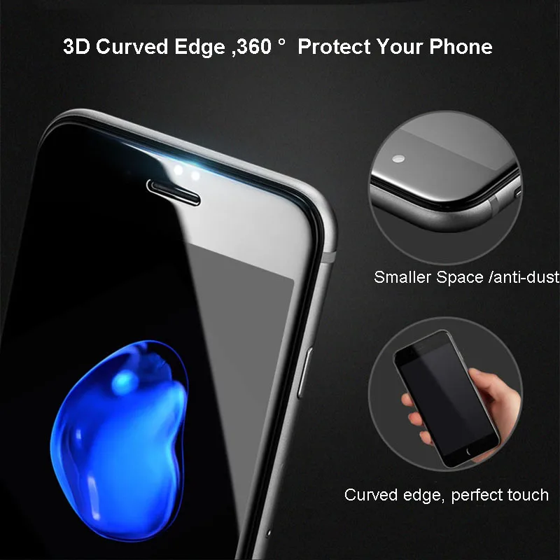 4D закаленное стекло Защита экрана для iPhone 6 7 8 Plus X XS MAX XR защита закругленные края