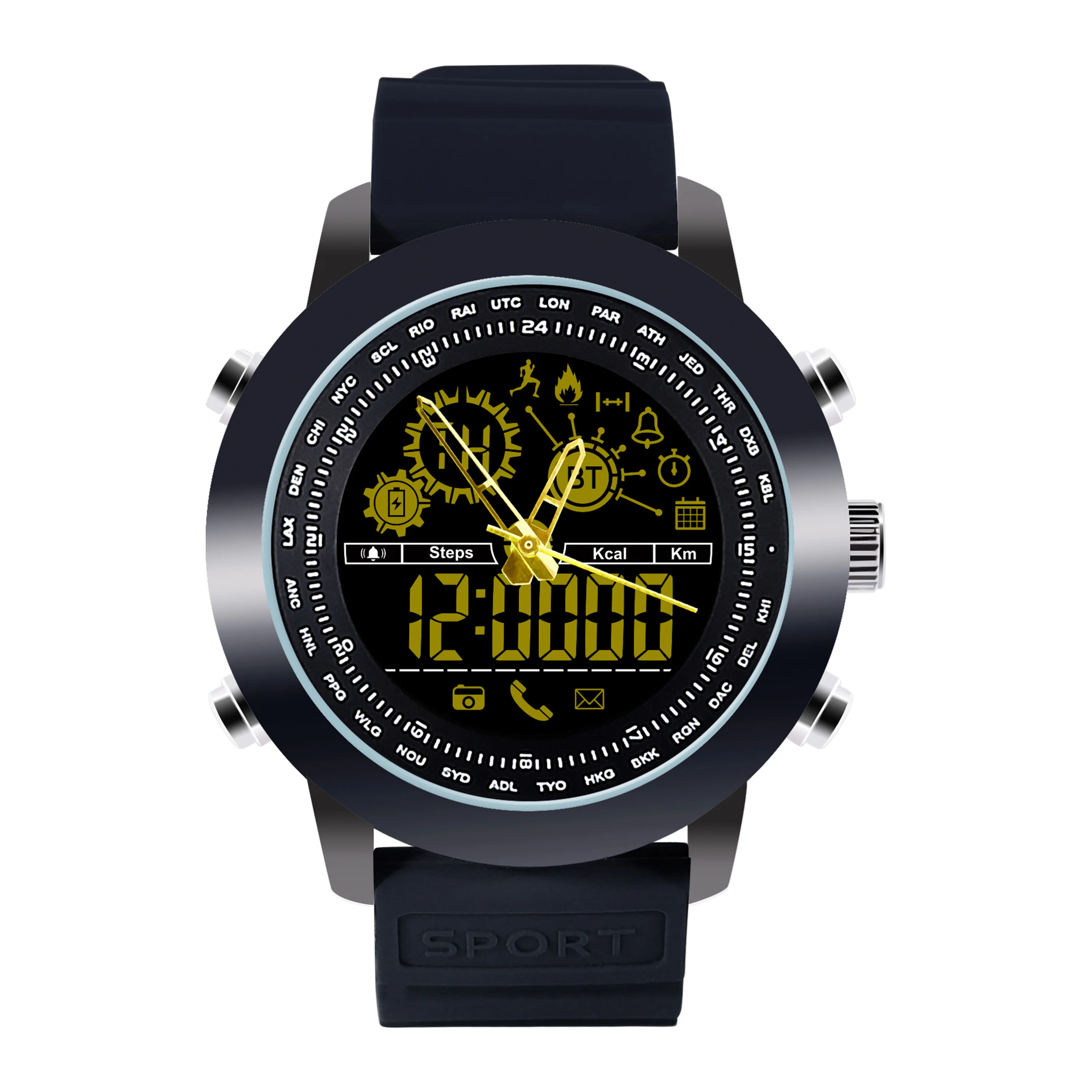 black 696 DX18 Waterproof GPS Multifunction Smart Watch 1.21 FSTN LCD Heart Rate Monitoring Sleep Monitoring Swim Sport Smart Bracelet - Цвет: black