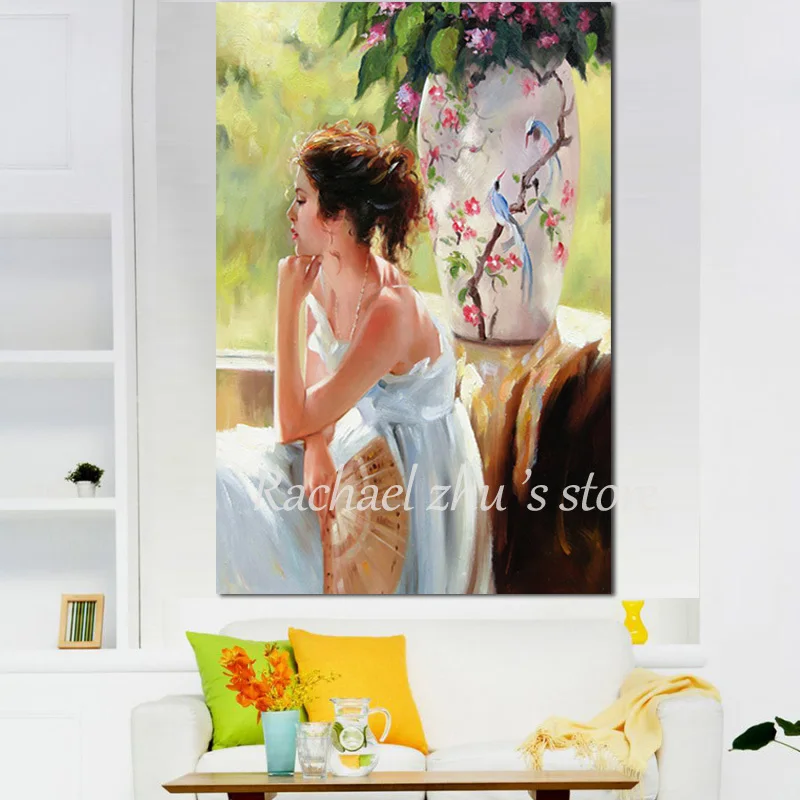 Ручная роспись абстрактные красивые фотографии леди картины маслом на холсте