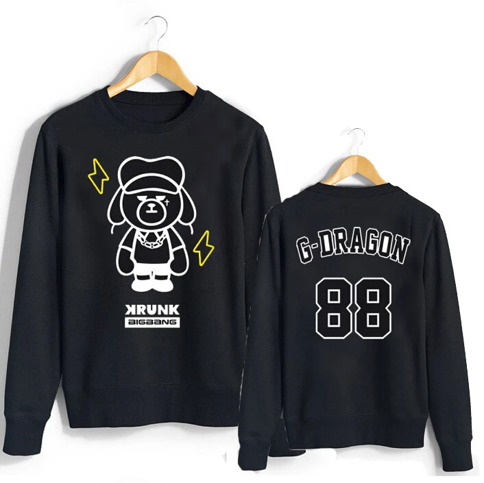 Bigbang Kpop одежда GD периферийный круглый вырез Корейская пара свободные YG Винни