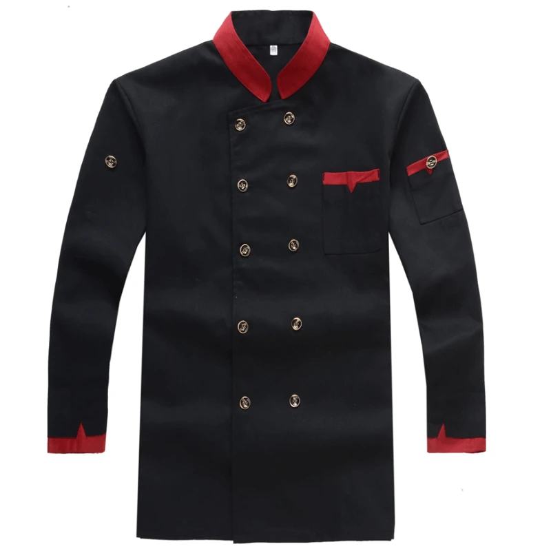 Long Sleeve Шеф-повар форма офицантки Длина рукава: с длинным рукавом Куртка для повара пальто бариста Бейкер Рабочая Униформа одежда для официанта - Цвет: Long Sleeve
