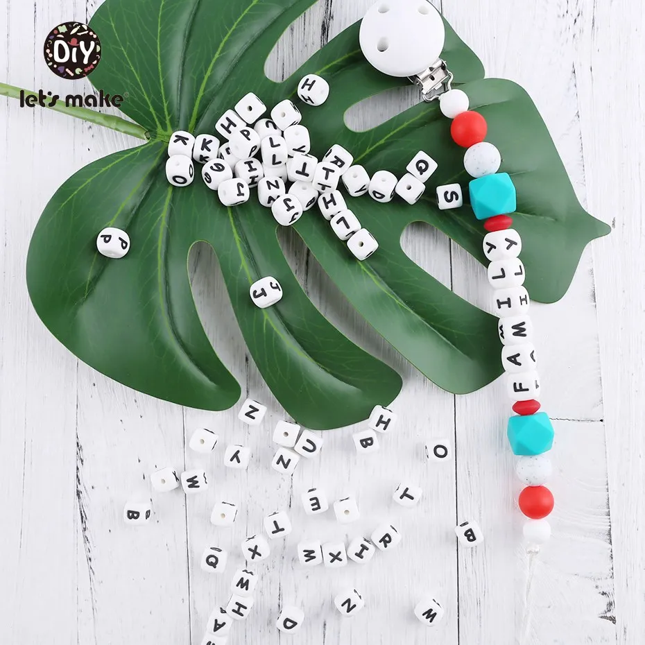 Let's Make 10pcs 10mm Silicone Beads Letter Alphabet Silicone Letter Beads Bpa Free Silicone Beads DIY Teething Baby Teether