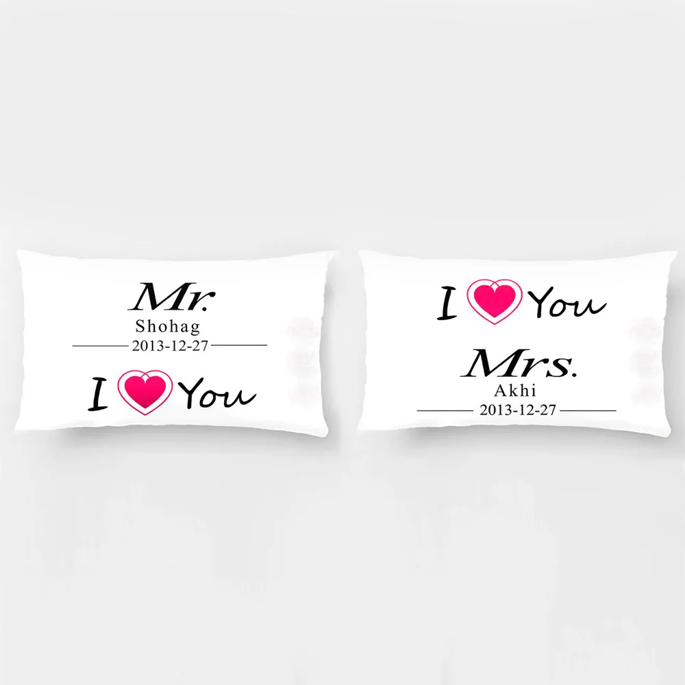 

Custom Mr and Mrs Pillow Cover I Love You Pillowcases Personalized Couple Covers Gift for Wedding Engagement Gift By Lvsure