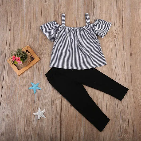 Комплект детской одежды для девочек модный наряд летние топы с коротким рукавом