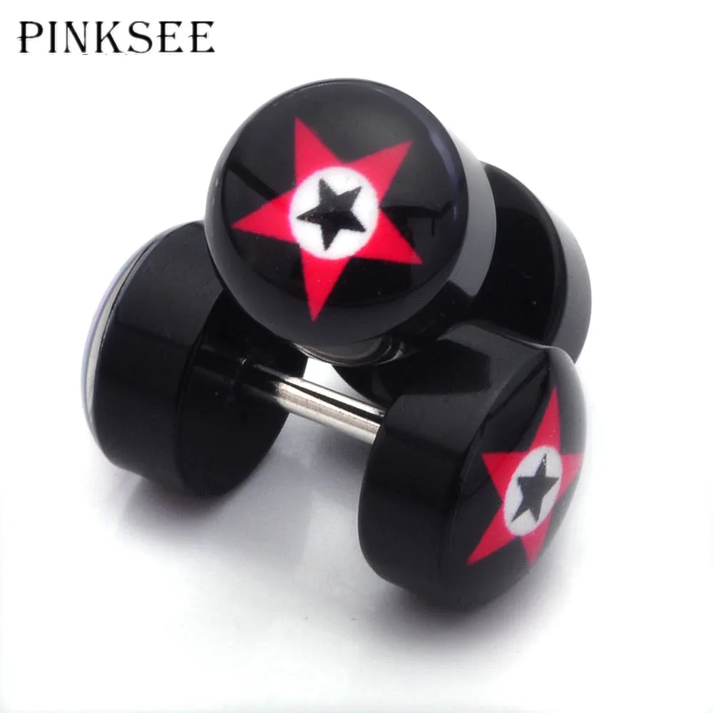 PINKSEE 1 пара панк Акриловые Черные Поддельные женские мужские Плаги для ушей