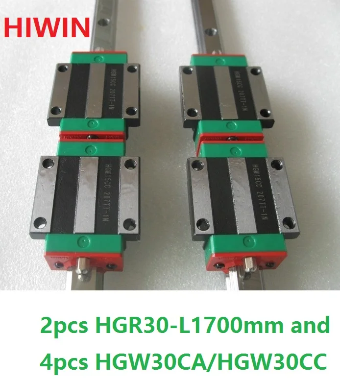 2 шт. 100% оригинальный Hiwin линейный рельс HGR30 L 1700 мм + 4 HGW30CA HGW30CC фланец каретки cnc