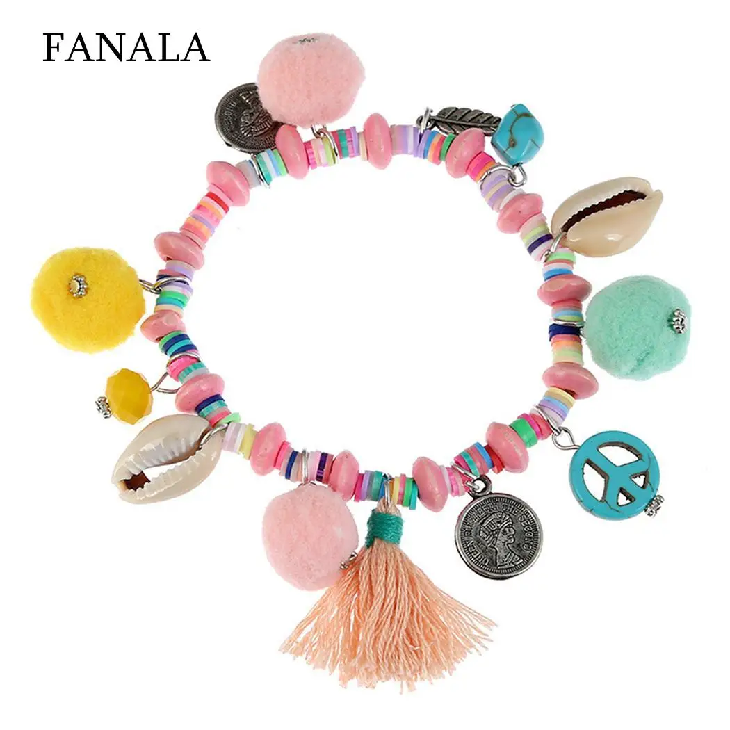 Богемия Шарм Этническая основа Браслеты для Для женщин Смола бисера кисточкой и
