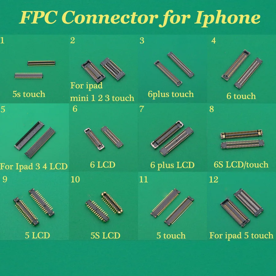 Разъем FPC для iPhone 5 6 6plus 6s ipad mini 1 2 3 4 материнская плата 12 моделей|connector fpc|connector 2connector