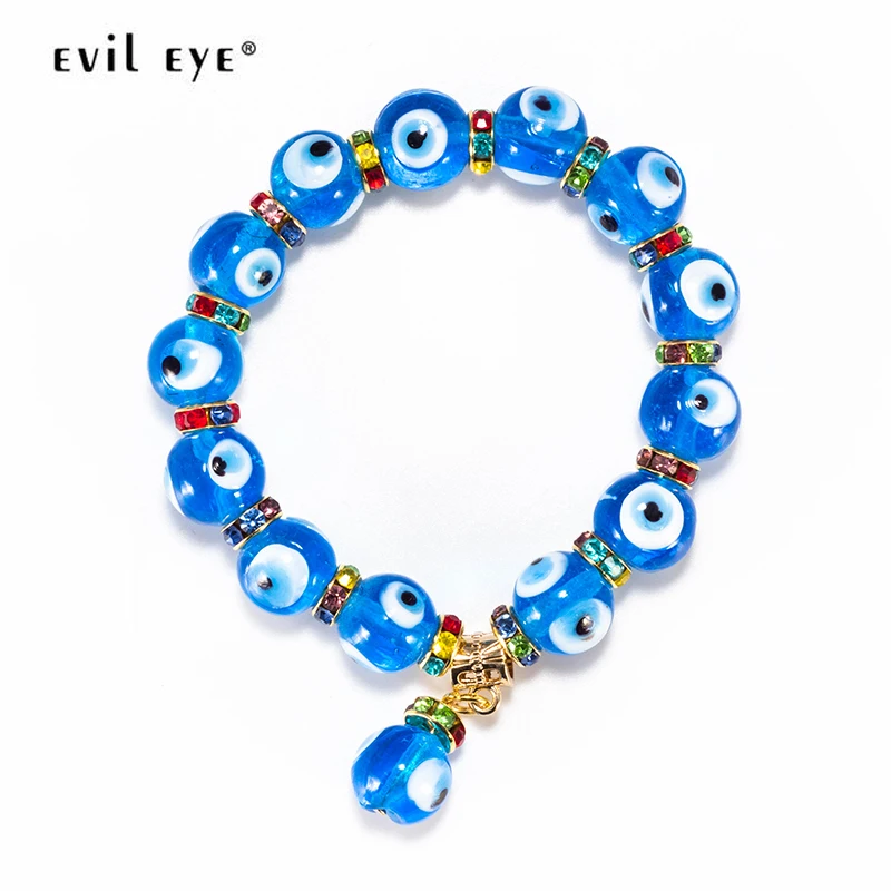 Стеклянные синие круглые бусины от сглаза Бусины браслет для женщин и мужчин