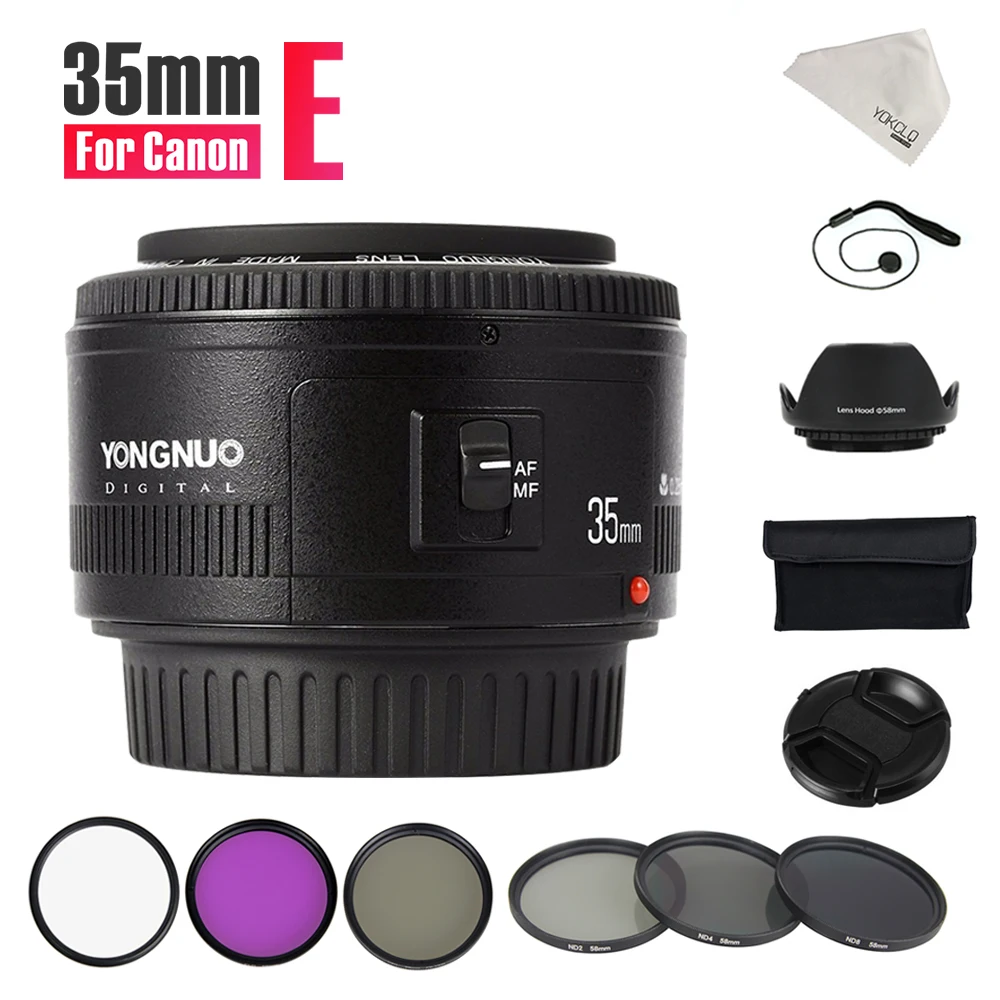 2018NEW Yongnuo YN35mm F2.0 Lens Wide angle Fixed DRLS Camera For Canon 600d 60d 5DII 5D 500D 400D 650D 600D 450D 60D | Электроника