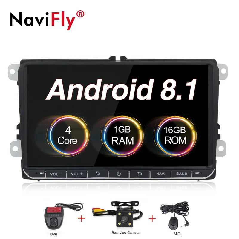 Новинка! " Android 8,1 автомобильный GPS навигатор для VW Volkswagen SKODA GOLF 5 Golf 6 POLO PASSAT B5 B6 JETTA TIGUAN dvd плеер BT RDS - Цвет: car dvd camera DVR