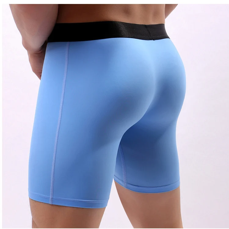 Синий Марлевые шорты Боксеры длинные Ethika трусы-боксеры из Ice Silk Homme сексуальное Calecon Ethika Мужское нижнее белье боксеры для мужчин нижнее белье шорты для мужчин - Цвет: Синий
