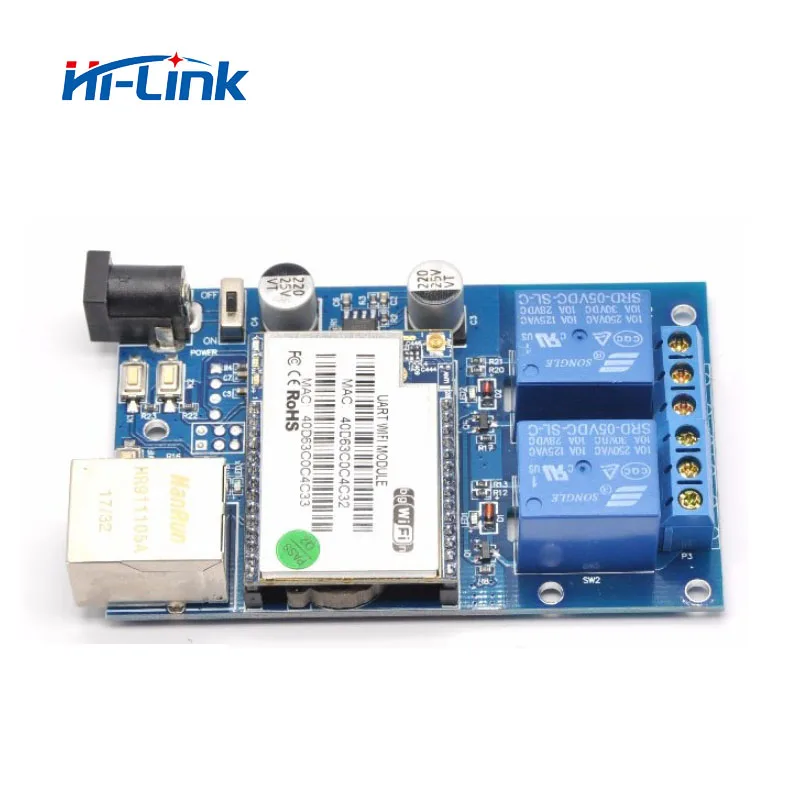 

Free shipping 5pcs/lot 2 Channels Control Swtich HLK-SW02 WiFi Network Relay Controller intelligent household control 433MHz