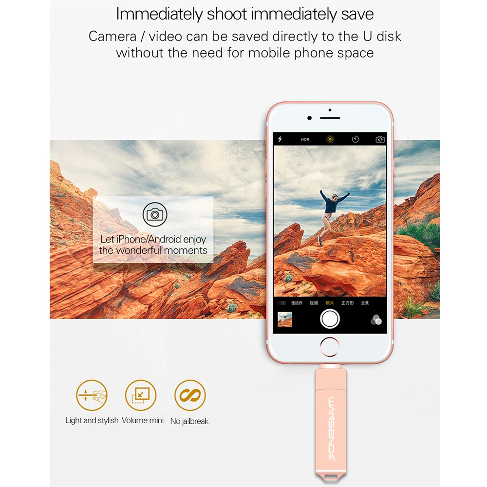 Флеш накопитель WANSENDA OTG для iOS/Android/ПК 128 ГБ 64 32 16 8 флешка 3 в 1 карта памяти Micro USB|USB